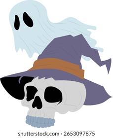 Halloween, Halloween Skull Ghost Witch Hat Design