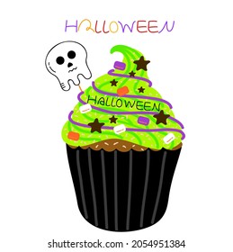 Halloween skull green cup cake
