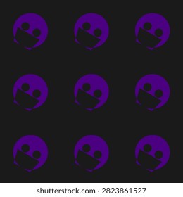 Halloween Skull Grid Seamless Pattern in Indigo and Charcoal