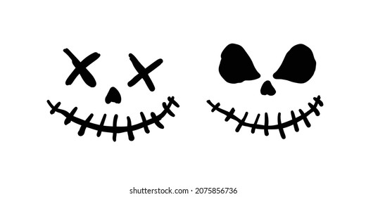 halloween skull hand drawing black simple 