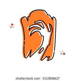 Halloween skull hand orange with vector ilustration, mbe style -vector