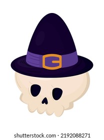 halloween skull with hat icon isolated