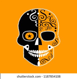 Halloween skull icon orange color