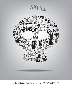 halloween Skull icons Set vector