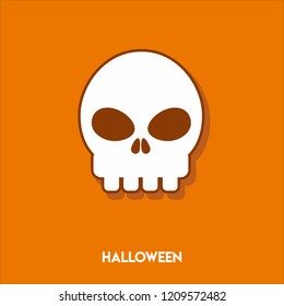 Halloween skull illustration. Flat icon 