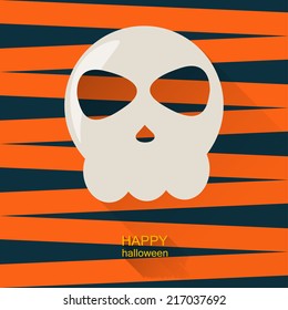 Halloween skull with long shadow isolated on geometric cover. Abstract graphic vector skull illustration for design halloween card, party invitation, t shirt, halloween gift album, poster, menu etc.