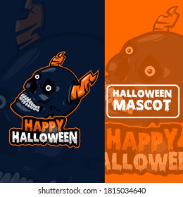halloween skull mascot logo vector illustration