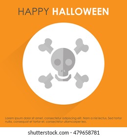 Halloween Skull. Orange shadow background with typography. Halloween Greeting card vector background. Party background template. Vector illustration