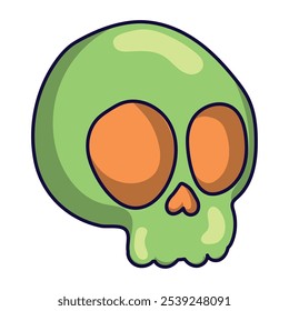 Halloween skull with oversized eyes, spooky decoration Vector illustration