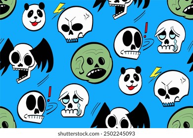 Halloween Skull Pattern Background. Vector Illustration.