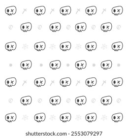 Halloween skull pattern, vector illustration, skull pattern, white background