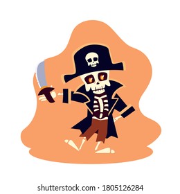 Halloween skull pirate cartoon design, Holiday and scary theme Vector illustration