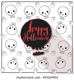 Halloween skull poster, halloween poster party,skull background Halloween, text Halloween, flat Halloween skull. mock up poster Halloween skull. Halloween vector card