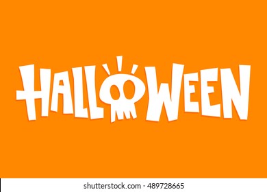Halloween skull poster sign vector illustration card