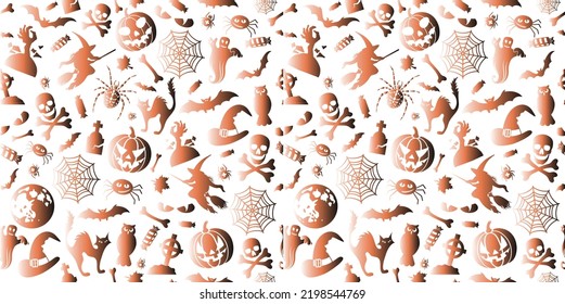 Halloween Skull pumpkin ghost vectors with gradient colors texture pattern background