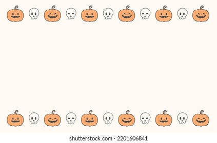 Halloween Skull and Pumpkin Pattern Line.