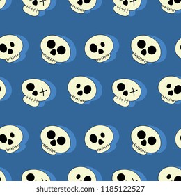 halloween skull with purple background seamless pattern. vector illustration for fashion textile print and wrapping with festive design.