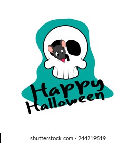 Halloween Skull with Rat Vector Graphic