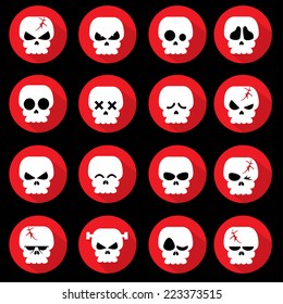 Halloween skull red icon set
