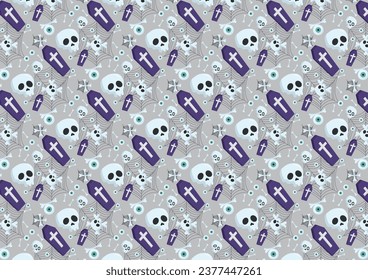 halloween skull seamless pattern background