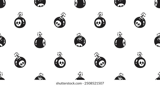 Calavera de Halloween patrón sin fisuras bomba granada doodle de dibujos animados