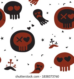 Halloween Skull Seamless Vector Pattern