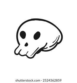 Halloween skull skeleton doodle hand drawn isolated background. Vector illustration