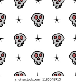 Halloween skull and star in the cute seamless pattern. vector illustration for fashion textile print and wrapping with festive design.