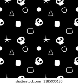 Halloween skull star and geometric dark seamless pattern. vector illustration for fashion textile print and wrapping with festive design.