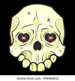 Halloween skull. Symbol of day of the dead or halloween. Spooky skeleton head. Flat design. Isolated vector illustrations