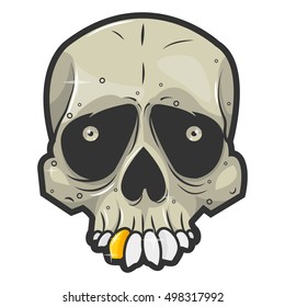 Halloween skull. Symbol of day of the dead or halloween. Spooky skeleton head. Flat design. Isolated vector illustrations