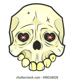 Halloween skull. Symbol of day of the dead or halloween. Spooky skeleton head. Flat design. Isolated vector illustrations