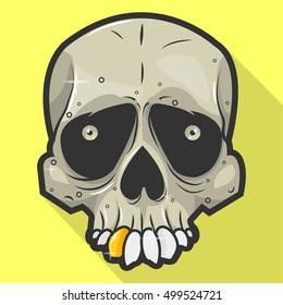Halloween skull. Symbol of day of the dead or halloween. Spooky skeleton head. Flat design. Isolated vector illustrations
