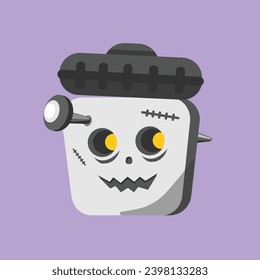 Halloween Skull Trash vector icon