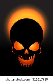 Halloween skull vector background. Illustration of Halloween skull with orange and black colors.