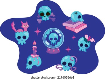 Halloween Skull Vector Collection Illustration