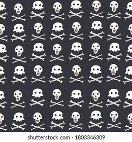 halloween skull vector hand drawn seamless pattern