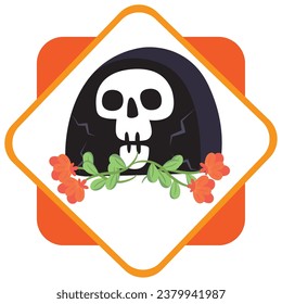 halloween skull vector icon with white background
