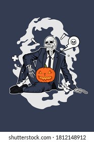 Halloween skull vector illustration for t shirt