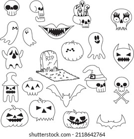 Halloween Skull Vector Set, black skulls that you can use in your own designs. Can be editable.