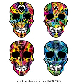 Halloween Skull Vector Set - Illustration
