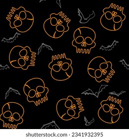 Halloween skull Vectors. Halloween seamless pattern. Skeleton Skull of death. Skull pattern with star and bat .