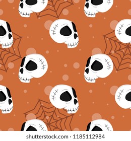 Halloween skull with web spider background seamless pattern. vector illustration for fashion textile print and wrapping with festive design.