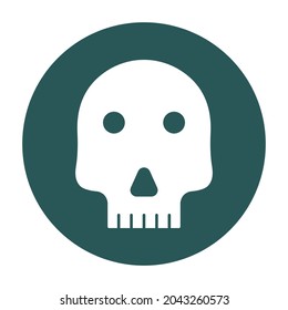 Halloween skull white glyph with color background vector icon which can easily modify or edit