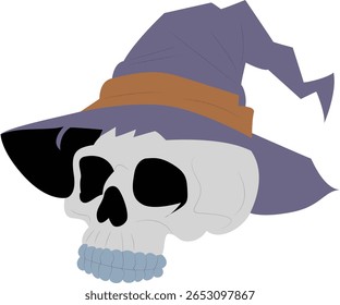 Halloween, Skull Witch Hat Halloween Cartoon Graphic