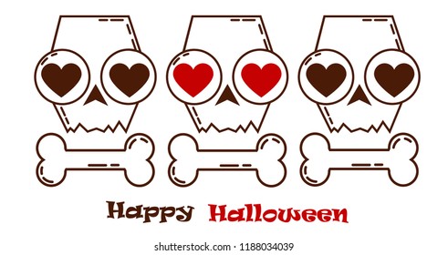 halloween skull.loving skulls Autumn holidays. Vector illustration EPS10.