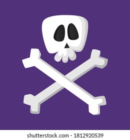Halloween skulls. Hand drawn cartoon illustration. Objects isolated on a purple background.