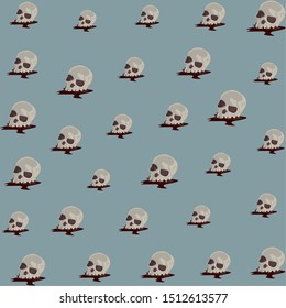 halloween skulls heads pattern background vector illustration design
