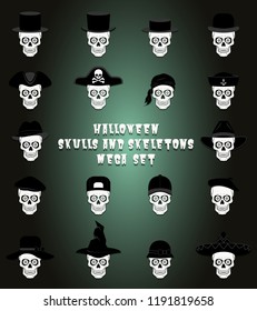 Halloween skulls vector mega set
