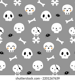 Halloween skulls, vector seamless pattern